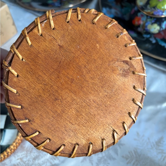 Mackenzie Childs medium wicker rattan canister 6” - Picture 6 of 9